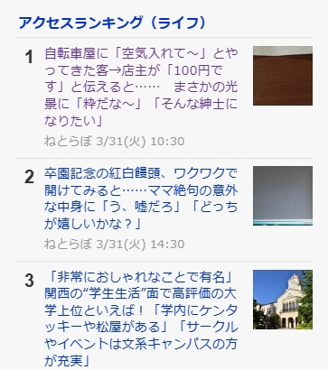 Yahoo!ニュースランキング1位の画面